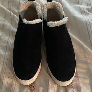 J Slides Slip-On Shoes with White Fur Lining